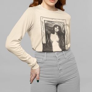 Madonna Edvard Munch Vintage Art Print Long Sleeve Graphic Tee T-shirt S M L XL
